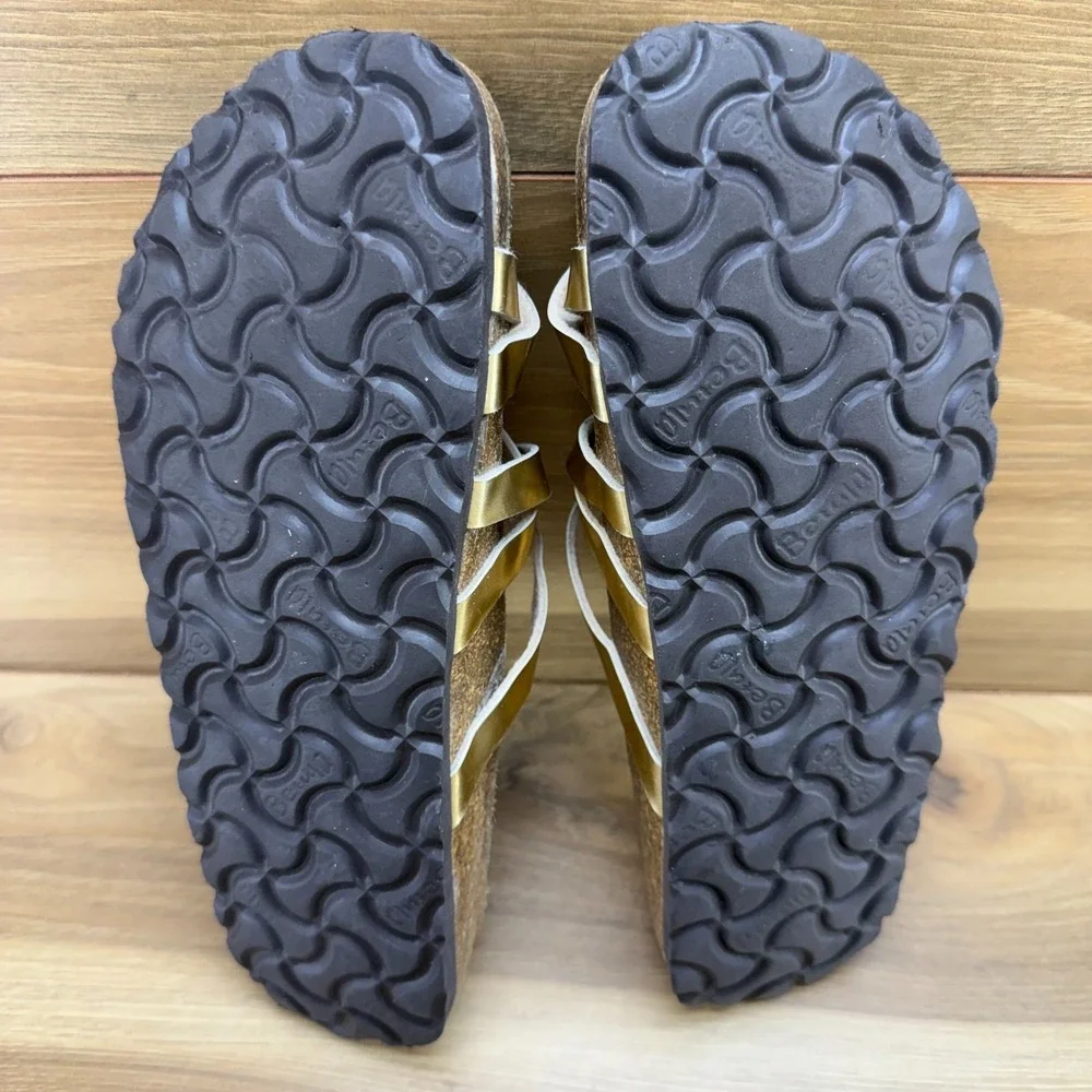 Birkenstock Betula Sandals Gold Strappy Slip On 7 N EU 38 Birko Travel Vacation